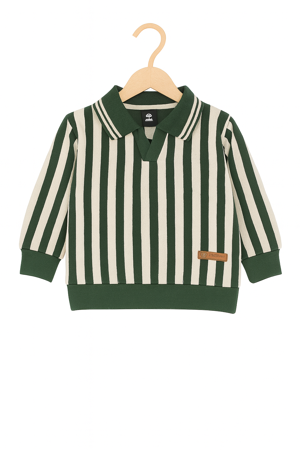 FOREST DTRIPE POLO SWEATSHIRT GREEN CREAM  Stripe Polo (KIDS)
