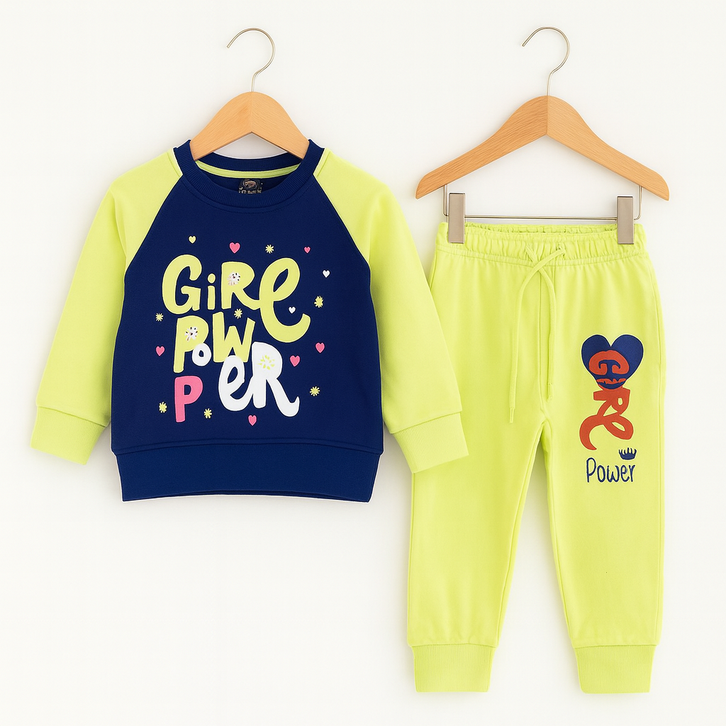 KIDS GIRLS POWER SWEATSHIRT BLUE NAVY Kids AND NEON LIME