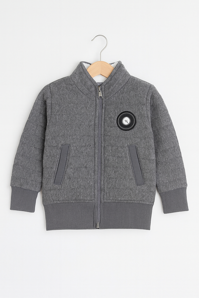 “Grey Quilted Kids’ Zip-Up Jacket”