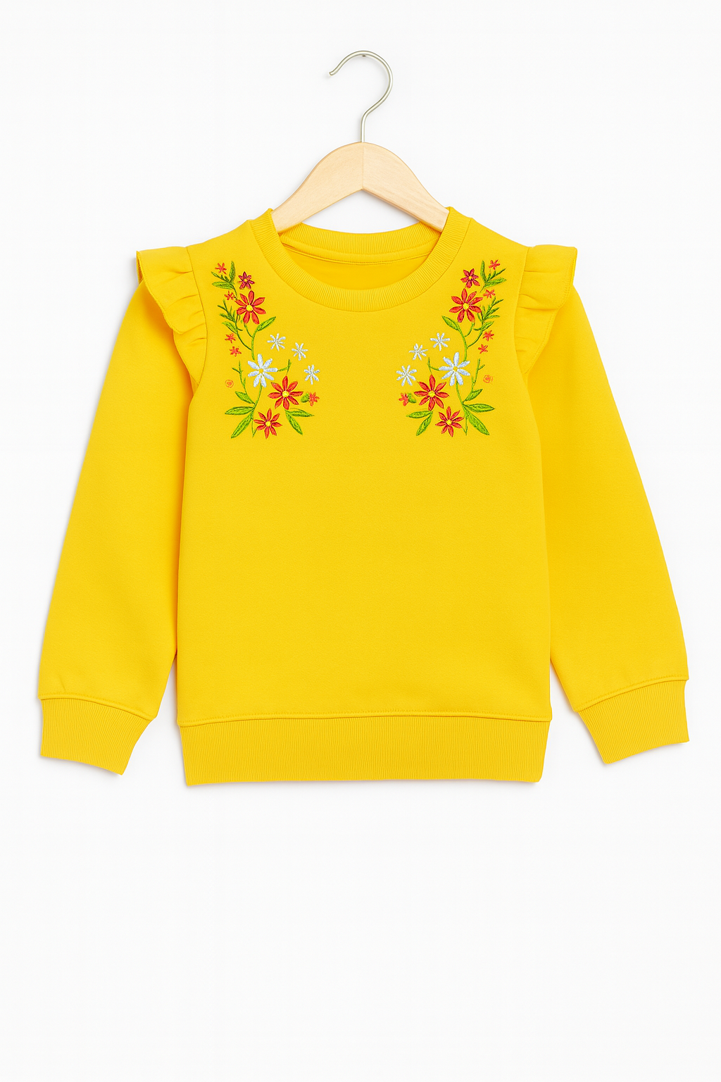 YELLOW BLOOM EMBROIDERED SWEATSHIRT