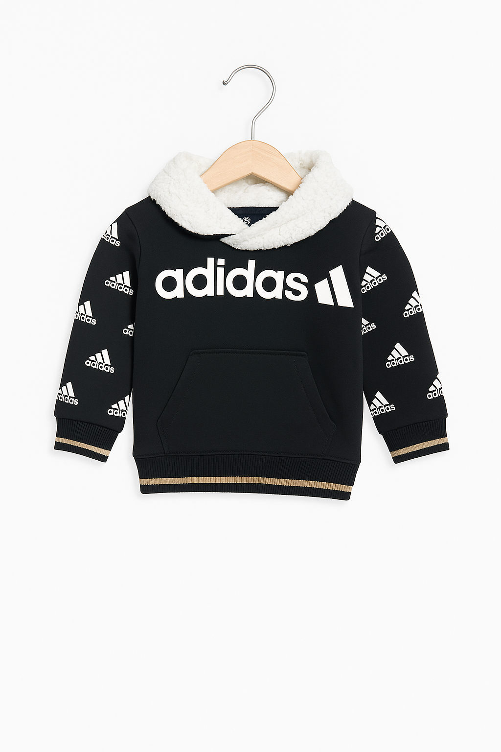 ADIDAS SHERPA HOODED BLACK SWEATSHIRT