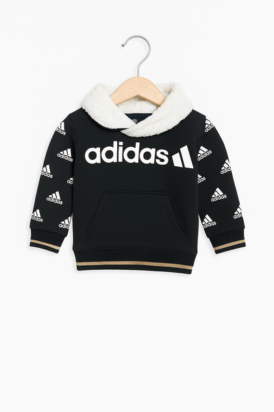 ADIDAS SHERPA HOODED BLACK SWEATSHIRT