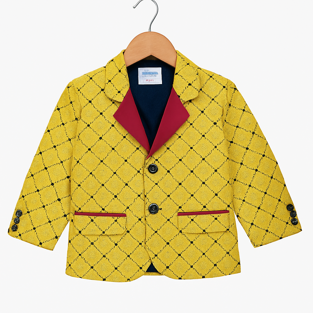 Yellow Geometric Print Blazer