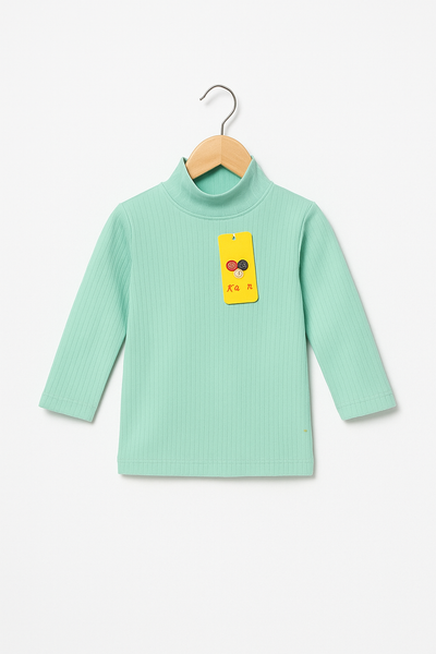 Light Grey Ribbed High-Neck Top