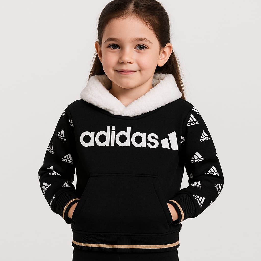 Black Adidas Sweatshirt with Sherpa Collar