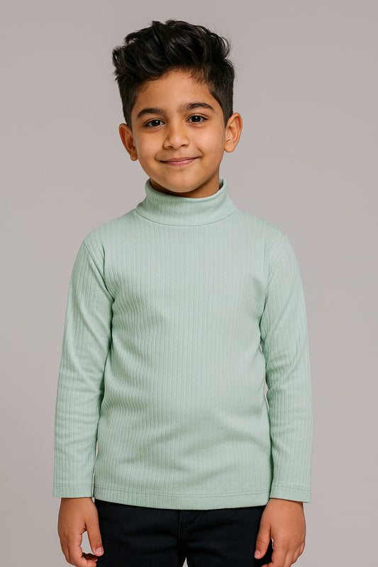Light Grey Ribbed High-Neck Top