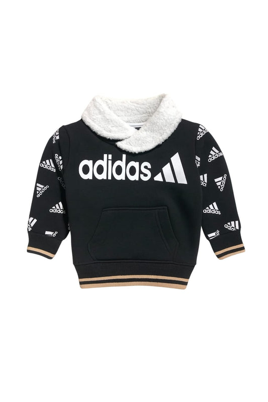 Black Adidas Sweatshirt with Sherpa Collar