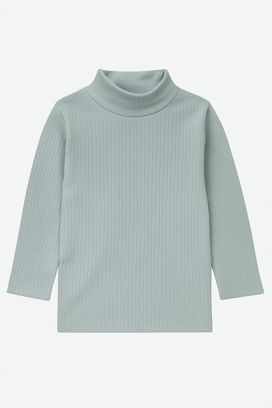 Light Grey Ribbed High-Neck Top