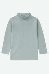 Light Grey Ribbed High-Neck Top