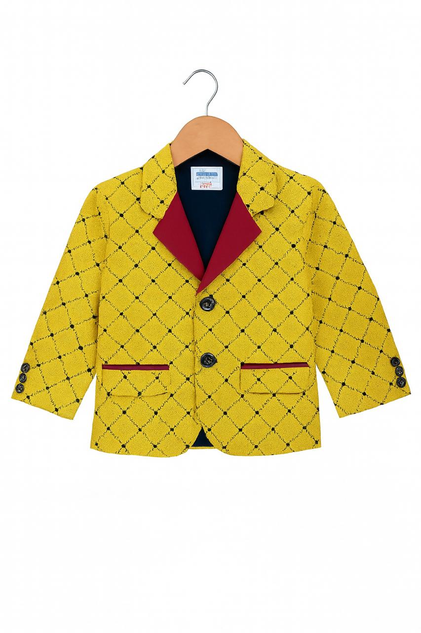Yellow Geometric Print Blazer